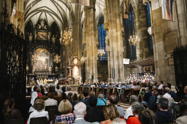 Innenansicht im Wiener Stephansdom bei einem Gottesdienst der Ordensspitäler.